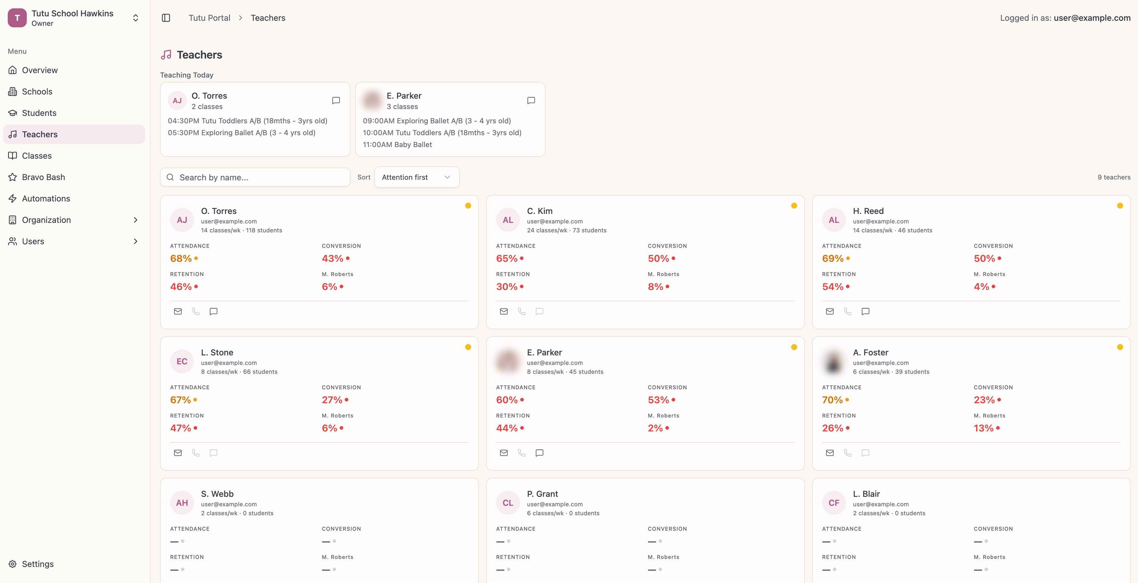 Teacher Performance Cards